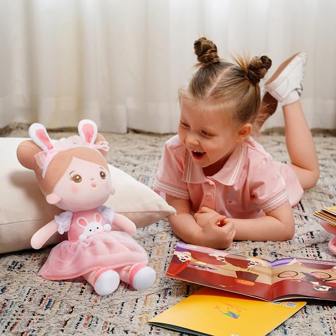 OUOZZZ 12.6" Soft Baby Doll Toys for 1 + Year Old Girl Gifts - Easter Gifts Bunny Plush for Kids Easter Toys Decorations Basket Stuffers for Toddlers Infants