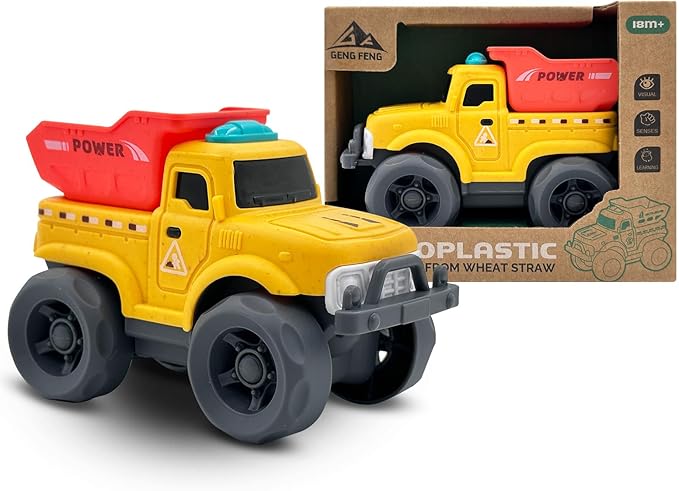 Aigitoy Toddler Car Toys for Boy Girl 1-3 Year Old, Yellow Power Truck, BPA Free, Phthalates Free, PVC, Recycled Plastic, Toddlers Toy for Fine Motor Skills, for Boys Girls