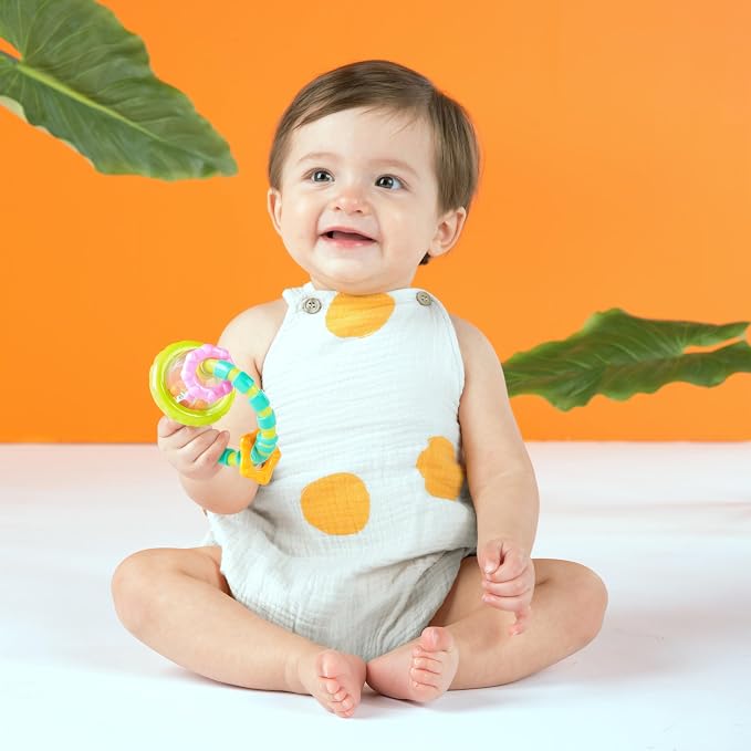 Bright Starts Grab & Spin Baby Rattle & BPA-Free Teether Toy, Ages 3 Months+ 1 Count (Pack of 2)