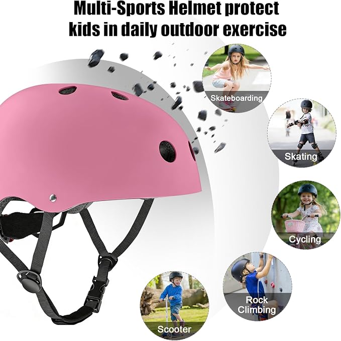 Kids Bike Helmet with LED Light,Lightweight Adjustable Childs Helmet for boy & Girl Ages 5-8-14,Multi-Sport Safety Helmet for Skateboard Cycling Scooter