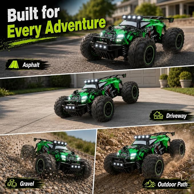 JoyRapt Remote Control RC Cars, 2.4GHz 1:18 2-Speed RC Car with LED Lights, 2WD Remote Control Truck Gifts for Beginner Boys Girls, Toy Car Birthday Christmas Easter Stuffer Gifts for Beginner Kids