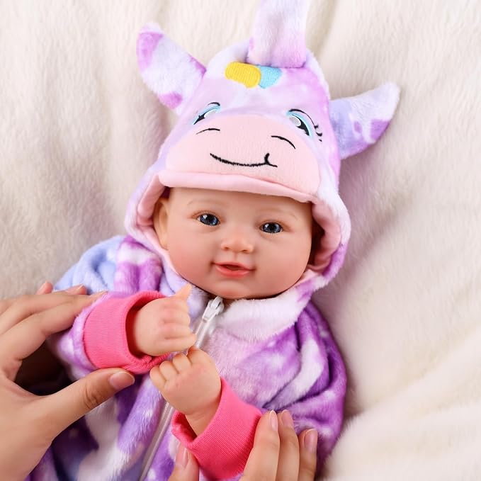 BABESIDE Baby Doll Girl - 17-Inch Soft Body Realistic Baby Doll with Blue Eyes and Unicorn Outfit Lightweight Real Life Baby Dolls for 3+ 4 5 6 7 8 9 Years Girl Birthday Gifts, Pretend Play, Christmas