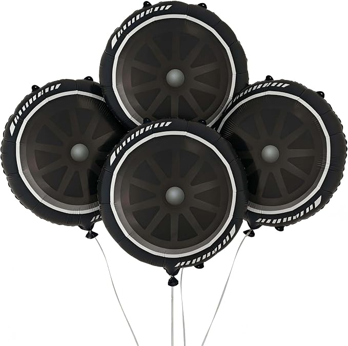 4PCS Tire Balloon Racing Car Wheel Foil Balloon | For Racing Themed Birthday Competition Baby Shower Decoration Supplies