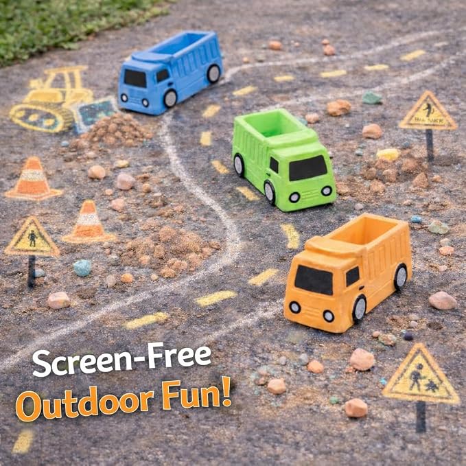 Dump Truck Sidewalk Chalk for Kids (14 Pack) – Construction Truck Chalk for Toddlers 1-3 – Outdoor Chalk Toy – Kids Chalk Sidewalk Set – Individually Wrapped Party Favors – Washable and Non-toxic
