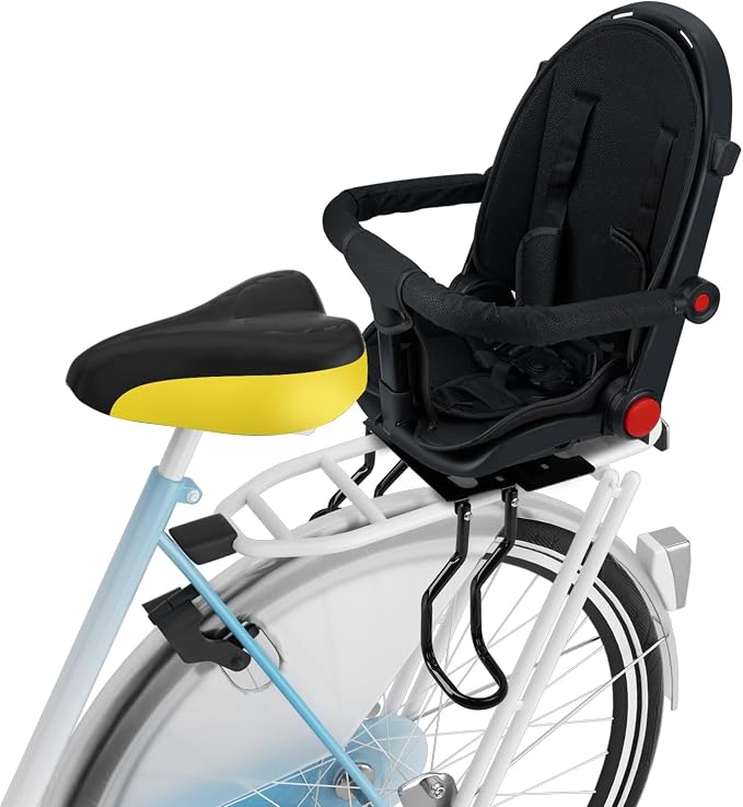 Rear Child Bike Seat, Width Adjustable Toddler & Baby Bike Seat for Adult Bike, Bike Chair for Bicycle, Kids Seat Fits Children 2~6 Years, Supports Up to 55 lbs