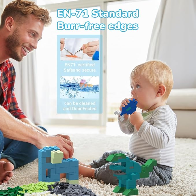 1000 PCS Classic Building Bricks with 2 Baseplates (32x32) - Standard Size Basic Bulk Blocks Set Compatible with Major Brands, 8 Natural Colors for Forest & Ocean, Creative STEM Toys for Kids Ages 6+
