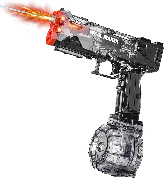 Electric Water Gun with LED Flash & USB-C Charging, Designed for Epic Aquatic Fun, Automatic Squirt Guns 25-30 FT Range, Water Pistol for Summer Outdoor Backyard Water Theme Party Toys