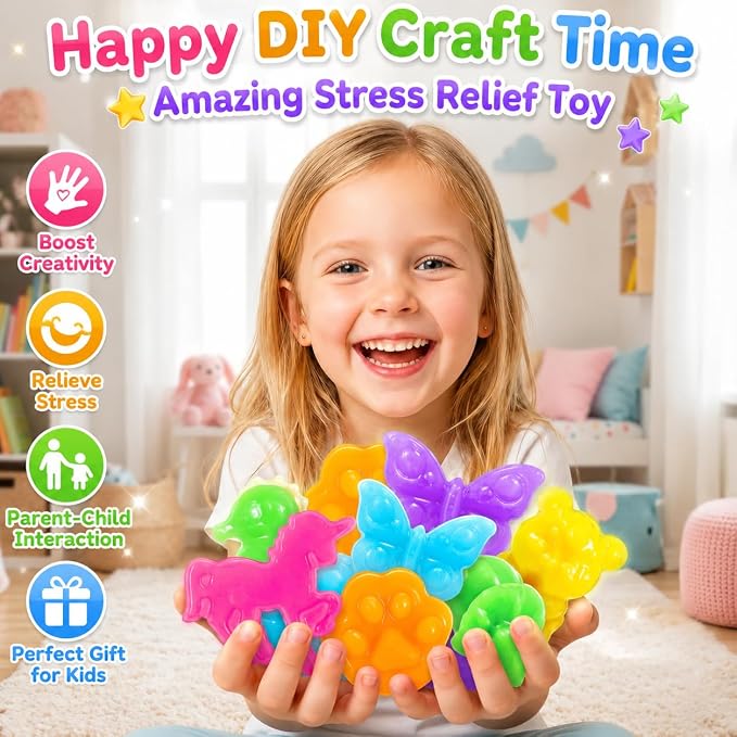 Carolart DIY Squishies Kit for Kids, Fast Curing Non-Sticky Liquid Silicone Rubber, Make Your Own 6 Glow in The Dark Animal Squishy Toys, Arts & Crafts STEM Activity Gift for Boys Girls Ages 6-12