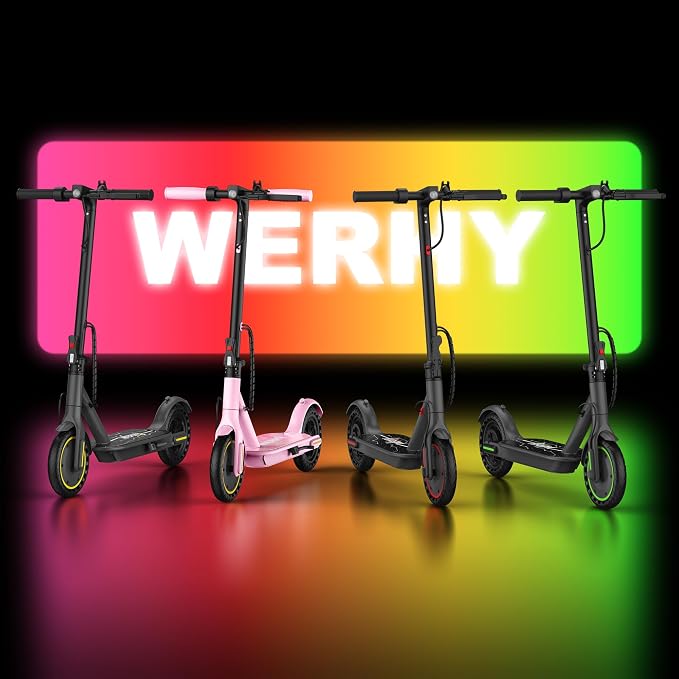 WERHY Foldable Kids Electric Scooter for Aged 6-10, 350W Motor, Max 12/16Miles Long Range, 19 MPH Max Speed, 8.5" Solid Tire, Lightweight Foldable E-Scooter with Dual Braking, Digital Display