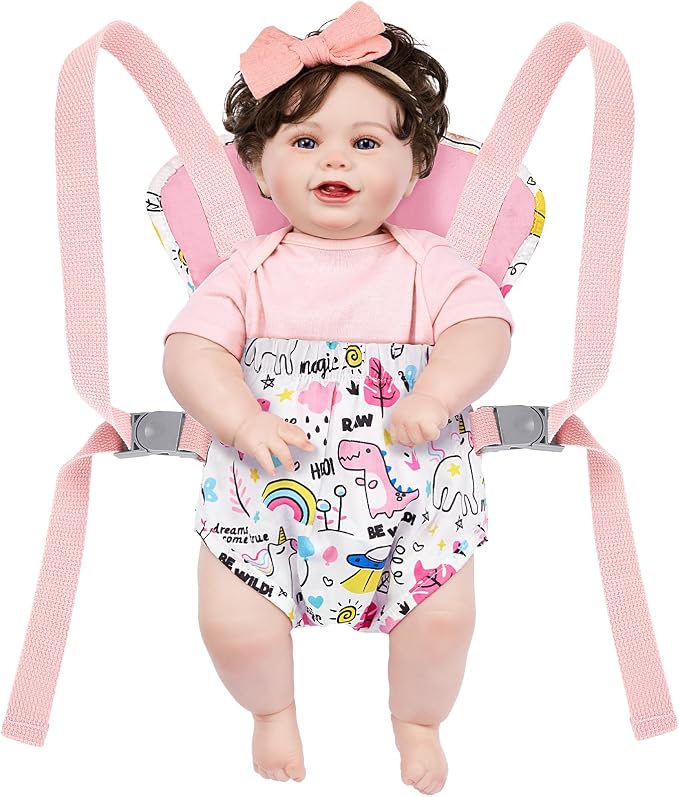 GAGAKU Toy Doll Carrier, Reborn Baby Doll Accessories for Toddlers Kids Aged 3+ Years Old - Pink - Rainbow Amusement Park