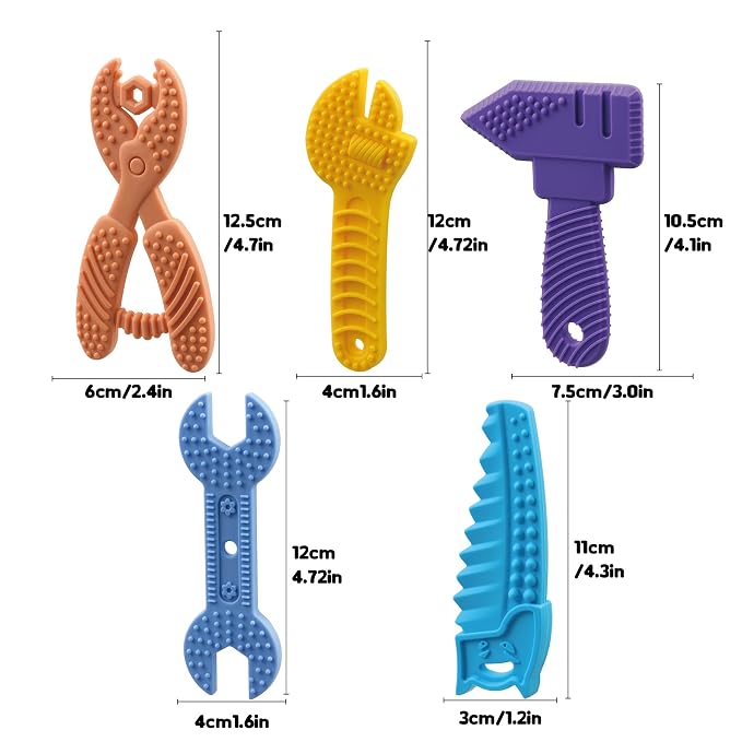 5PCS Baby Teething Toys, Silicone Sensory Chew Teether for Newborn Infant 0-6 9 12 18 Month ，Kids Travel Toys, BPA Free