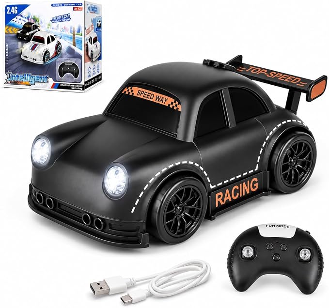 BYTEWAR 3-in-1 Smart RC Car with Follow & Escape Modes, 360° Stunt Drift, Car Simulated Sounds and Headlights, Kids Toys for Age 3+