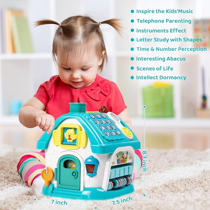 Marstone Toys for 1-2 Year Old Boys, Blue 8-in-1 Musical Learning House | one year old boy birthday gifts for toddler toys, combines learning play to hold little ones focus and keep them occupied