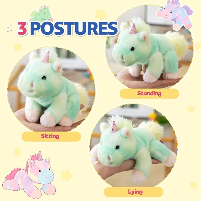 PEACH CAT Unicorn Stuffed Animal Cute Plushies Small Plush Toys Birthday Gifts for Girls Boys Kids Green