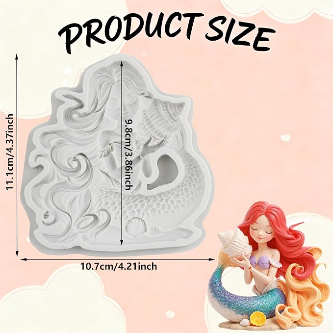 Mermaid Polymer Clay Mold Mermaid Conch Silicone Molds for DIY Craft Epoxy Resin Casting Polymer Clay Tools Crafts Air Dry Jewelry Making