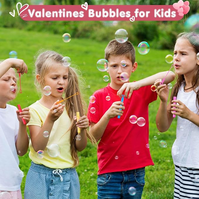 Valentines Party Favors Mini Bubble Wands 30PCS Valentines Day Gifts for Kids Valentine Heart Bubbles Bulk Goodie Bag Stuffers for Wedding Student Classroom Exchange Prizes Outdoor Toys for Girls Boys