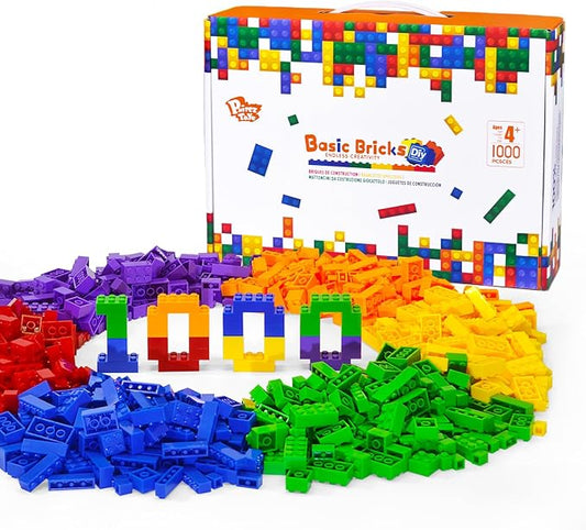 Pairez Toys 1000 Piece Blocks for Building, Bulk 2x4 Basic Bricks Building Set, Compatible with All Major Brands, STEM Building Toys for Kids Ages 4 5 6 7 8 (Rainbow)