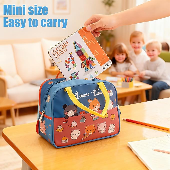 36PCS Mini Magnetic Tiles, Travel Toddler Toys Set, Magnetic Building Blocks, Portable STEM Kids Toys for 3-8 Years Old Boys Girls Birthday, Montessori Preschool Learning Sensory Toys