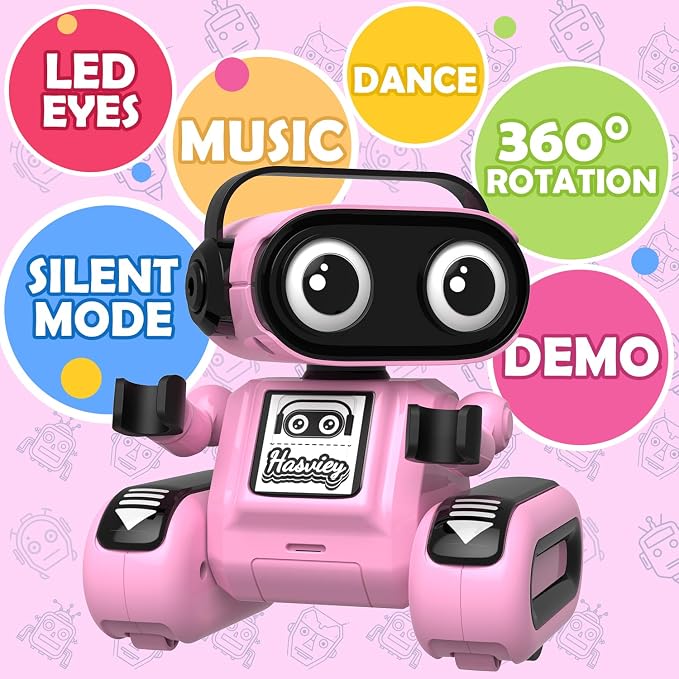 Pink Rechargeable Remote Control Robot Toy for Girls Ages 3+ | Auto Demo, Recording & Repeat, Flexible Head & Arms, Rechargeable RC Robot, Great Birthday & Christmas Gift for Little Girls