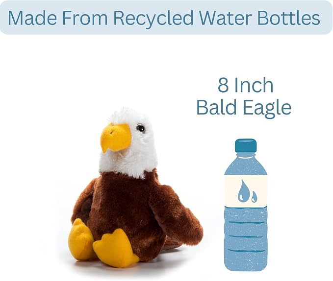 The Petting Zoo Bald Eagle Stuffed Animal Plushie, Gifts for Kids, Scoopz Wildlife Animals, Eagle Plush Toy, 8 inches