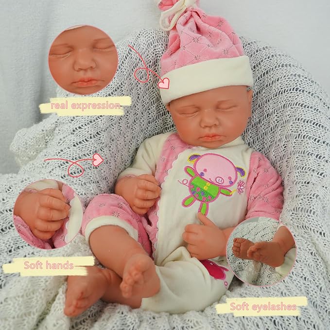 Girl 18.5 Inch, Reborn Baby Dolls Silicone Full Body, Full Silicone Baby Doll, Realistic Baby Dolls, Newborn, Not Vinyl, with Gift Box