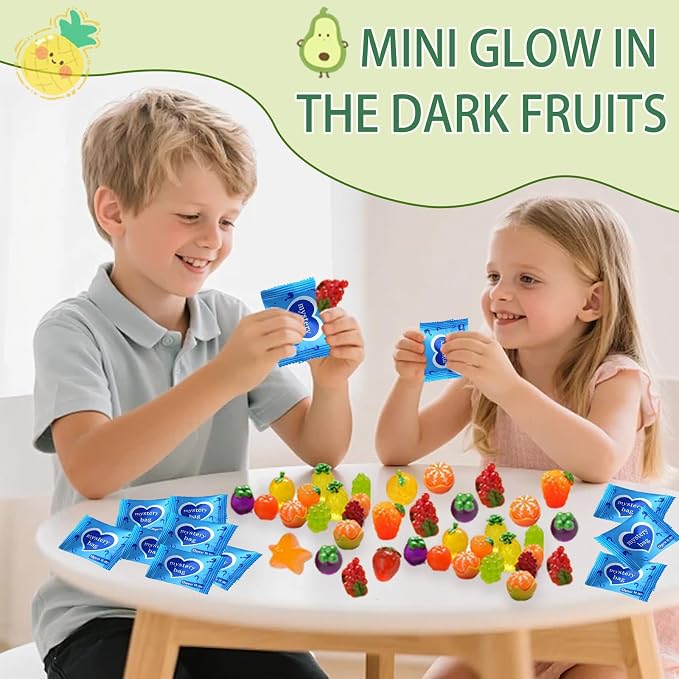 Mini Glow In The Dark Animal Resin Models, Resin Animals Mystery Bags, Individually Wrapped Blind Bags Tiny Animal Figurines, Collectible Mini Animals For Fairy Garden, DIY Crafts (100, Fruit)