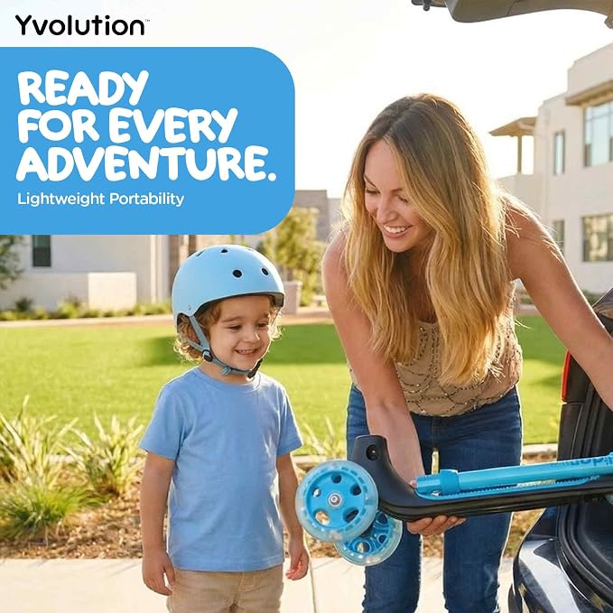 Yvolution Y Glider Air Scooter for Kids, 3 Wheel Scooter for Toddlers 4 Adjustable Height Glider with Kick Scooters, Lean to Steer with LED Flashing Light for Children Ages 3+ Years Old