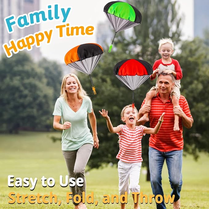 Yeeeasy Tangle-Free Parachute Toys for Kids - Outdoor Flying Game for Boys Girls Age 3-12 - Rip-Stop Hand Throw Army Men Action Figures - STEM Science Gift & Stocking Stuffers - Large 3Pcs