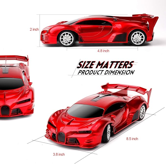 Remote Control Car Rechargeable High Speed 1/18 RC Cars Toys for Boys Girls Vehicle Racing Hobby with Headlight Christmas Birthday Gifts for Kids (Red)