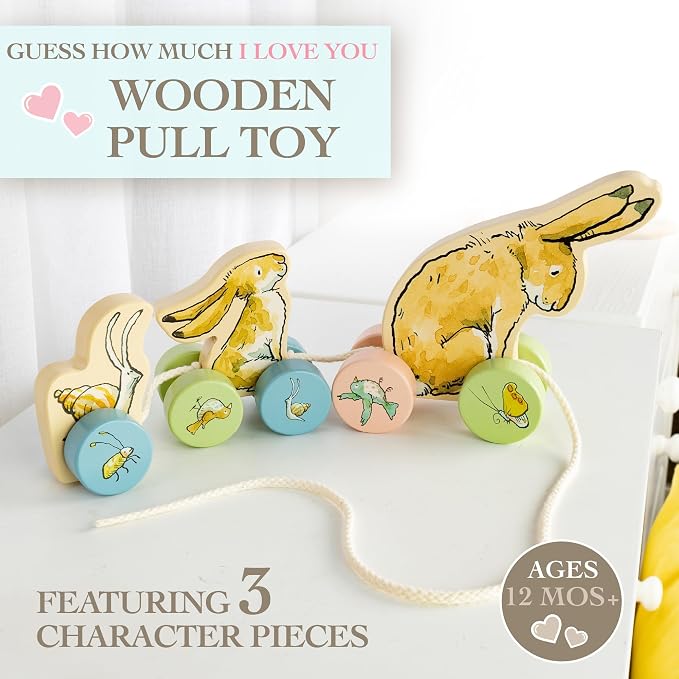 Kids Preferred Guess How Much I Love You Wooden Pull Toy Characters from The Book in 3 Segments 5 inches Tall Classic Toy for Toddlers and Kids