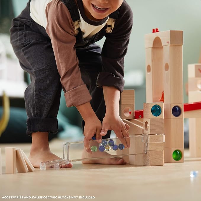 HABA Wooden Marble Run Ball Track Set, STEM Toy for 4-10 Year Olds and Educational Building Set with 42 Pieces, Fun Marble Maze Game, Made in Germany