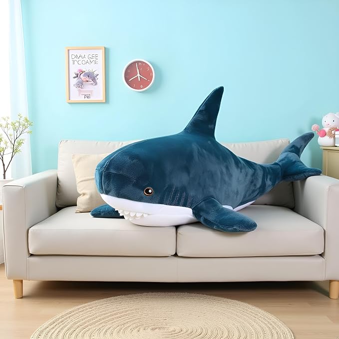 Ryttir 47.2 Inch XXL Giant Shark Stuffed Animals,Chubbier Shark Pillow Soft Shark Plush Shark Body Pillow Stuffed Shark Décor, Perfect Chrismas Stress Relief Gift for Kids Women