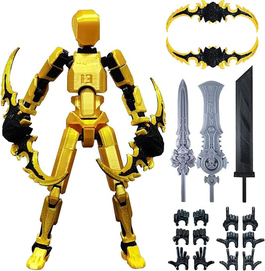 altuco Titan 13 Action Figure Set for Kids,T13 Action Figure with Multiple Accessories,3D Printed Dummy Robot 13 Desktop Decorative Toy for Boys (Gold)