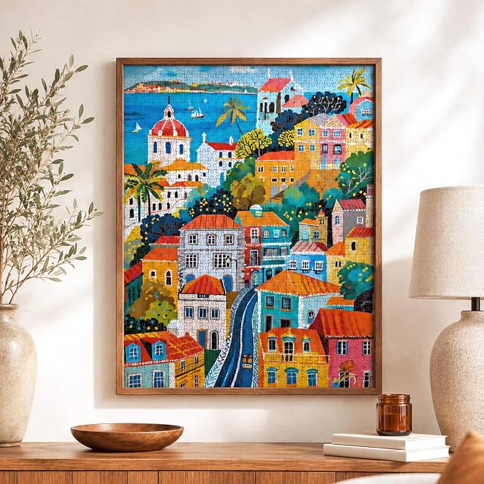 Cross & Glory | 1000 Piece Jigsaw Puzzles for Adults | Vibrant Vistas of Lisbon │ Folk Art Lisbon Puzzle │ Satin Finish Portugal Puzzle 1000 Pieces │ Ages 14+