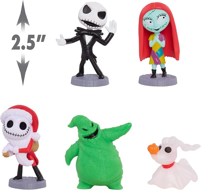 Disney Tim Burton's The Nightmare Before Christmas Collectible Figure Set, 2.5-inch Glow in the Dark Figurines, Toy for Collectors, Fans, Kids Ages 3+