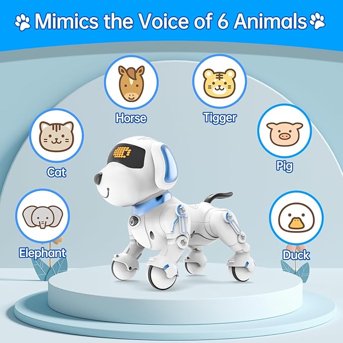 Dwi Dowellin Robot Dog for Kids 8-12,Remote Control Smart Robotic Dogs Pet Puppy Robotic Toy,Interactive Touch Walking Talking Toys for Boys Girls Christmas Birthday Gifts