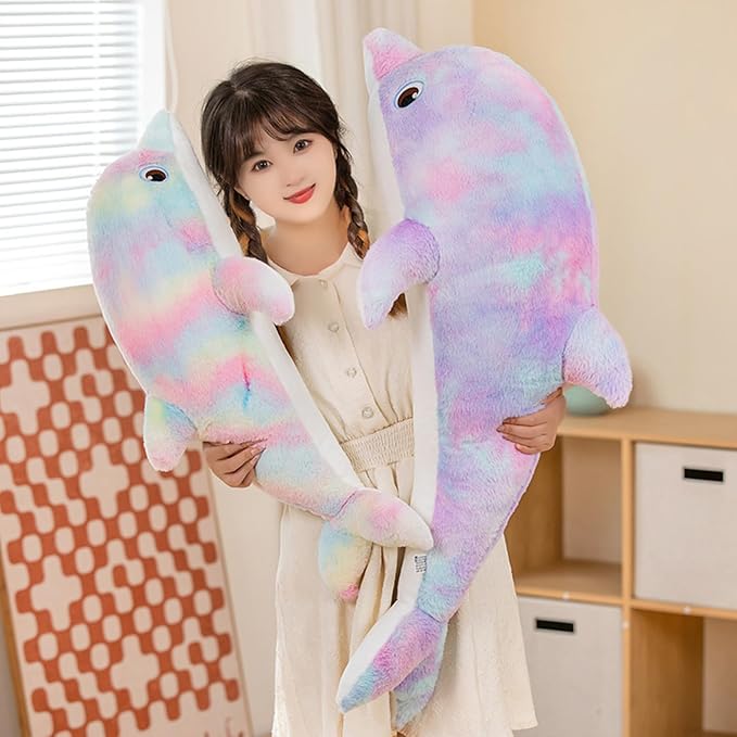Dolphin Stuffed Animals Plush Pillows Soft Sea Animal Plush Dolls Stuffed Animal Plushies (Purple Orchid-27 Inches)