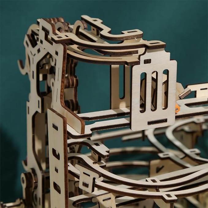 3D Wooden Puzzles Marble Run Set - Time Traveler Mechanical Model Kits with Motor, Brainteaser and Puzzle for Christmas/Birthday,Gifts for Adults and Teens to Build Combination