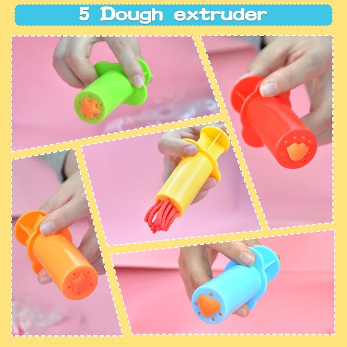 LCY WEDSHI Dough Tool Set, 15 Pcs Dough Tools Sets for Kids Ages 4-8, Dough Accessories Includes Cutters Roller, Rolling Pins, Safety Scissors, Plastic Knife