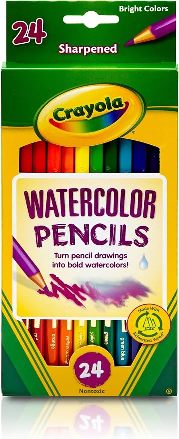 Crayola Watercolor Colored Pencils (24ct), Watercolor Paint Alternative, Watercolor Pencil Set for Kids, Art Supplies, Gift for Kids, 3+