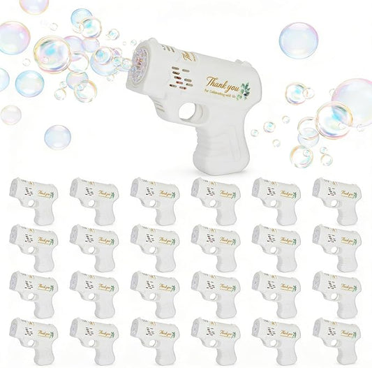 White Bubble Guns for Wedding, 24 Pack Wedding Bubble Gun Machine Party Set, Automatic Bubble Guns with Bubble Concentrate, Suitable for All Types of Parties and Events (Without Battery)
