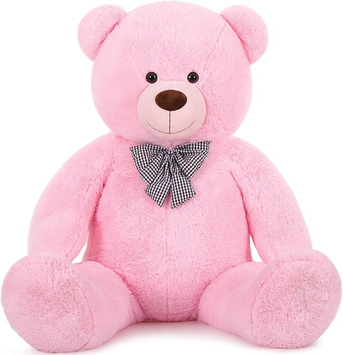 MaoGoLan Giant Pink Teddy Bear Stuffed Animal 5 Feet,Soft Cuddly Smiling Face Big Teddy Bear Plush Gift for Boyfriend Girlfriend