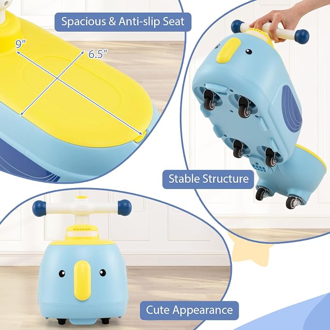 HONEY JOY Ride On Push Car with Trailer, Indoor Outdoor Toddler Riding Toys w/Under-seat Storage, LED Light, Music, Foot-to-Floor Sliding Car, No Battery Baby Ride On Toys for Boys and Girls (Blue)