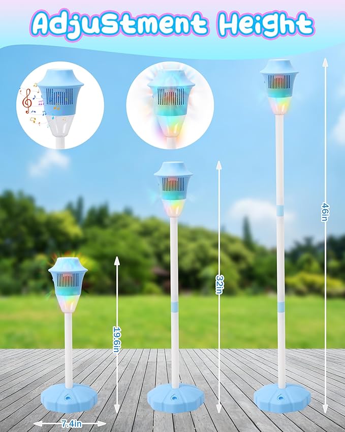 2Pcs Automatic Bubble Machine for Kids,Standing Torch Bubble Maker with Light/Music for Toddlers, Height Adjustable Up 21 to 47 Inches,Pecfect for Birthday and Outdoor Party, Gifts