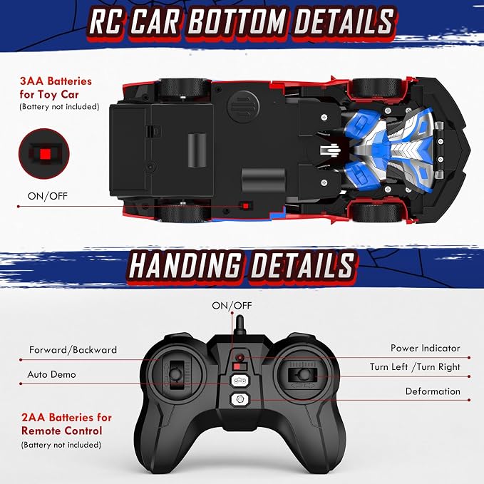 Remote Control Car, One-Button Transform Toys Car, 2.4GHz RC Cars 1:18 Scale, 360 Degree Rotation Police Car Toy Transforming into Robot Toy for Boys Girl Kids 4-7 8-12 6-8, Birthday