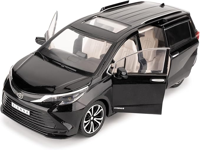 BDTCTK 1:24 Compatible for Sienna MPV Car Model, Pull Back Diecast Toy Car with Sounds＆Lights for Kids Boys Girls and Adults, Gift Black.