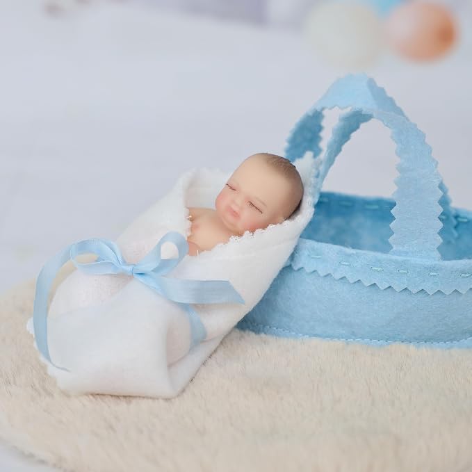 4inch 10CM Mini Platinum Silicone Reborn Baby Doll, Tiny Full Body Silicone Baby Dolls for Stress Relief, Decoration, Gifts, Collectible