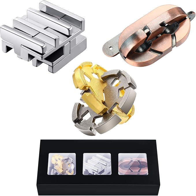 Skylety Brain Teaser Metal Puzzle Toys 3D Unfasten Interlocking Puzzle for Adults Teens Gifts(Stylish)