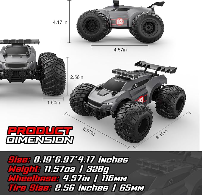 EpochAir Remote Control Car - 20km/h 1:18 High Speed RC Cars Offroad with RBC &Headlights &Headlamps, 2.4GHz Toy Car Gift for 3 4 5 6 7 8 9 10-12 Year Old Boys Girls Kids