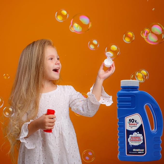 16 oz Concentrated Blue Bubble Solution Bottle with Handle, Refills up to 1.25 Gallons, Non-Toxic Concentrated Solution for Bubble Machines, Giant Bubble Wands, Bubble Gun and Blowers (2-Pack)